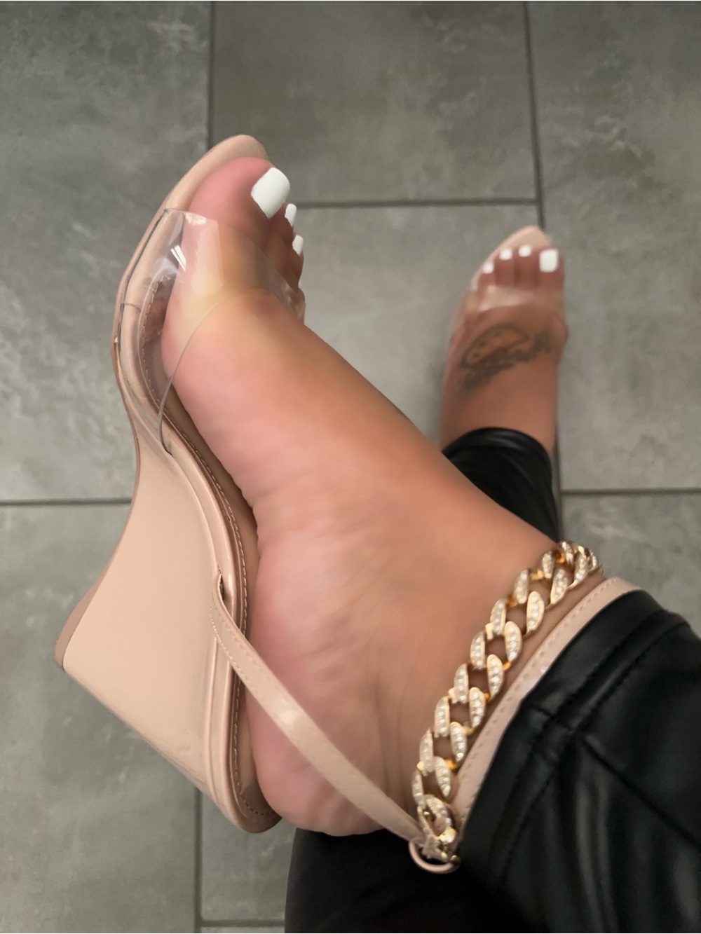 New! Clear Strap Nude Wedge Sandals with ankle strap - Summer Style